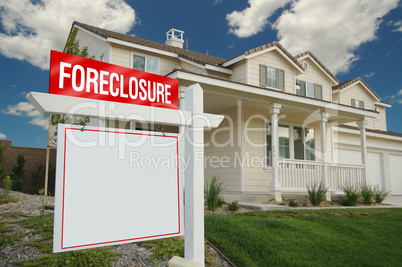 Blank Foreclosure Real Estate Sign & New Home