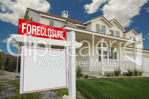 Blank Foreclosure Real Estate Sign & New Home