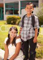 Cute Hispanic Brother and Sister Ready for School