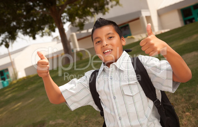 Happy Young Hispanic Boy Ready for School