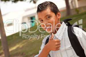Happy Young Hispanic Boy Ready for School