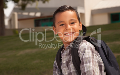 Happy Young Hispanic Boy Ready for School