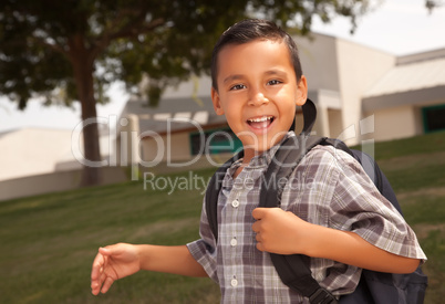 Happy Young Hispanic Boy Ready for School