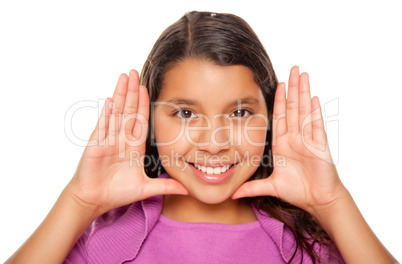Pretty Hispanic Girl Framing Her Face with Hands