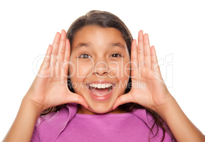 Pretty Hispanic Girl Framing Her Face with Hands