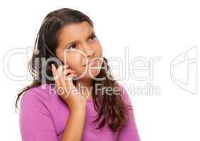 Frowning Hispanic Girl On Cell Phone