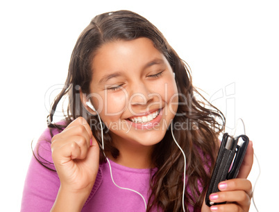 Pretty Hispanic Girl Listening to Music