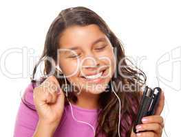 Pretty Hispanic Girl Listening to Music