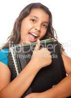 Pretty Hispanic Girl with Books and Backpack