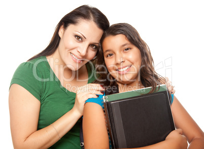 Hispanic Mother and Daughter Ready for School