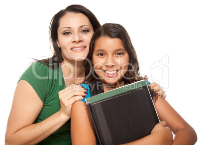 Hispanic Mother and Daughter Ready for School