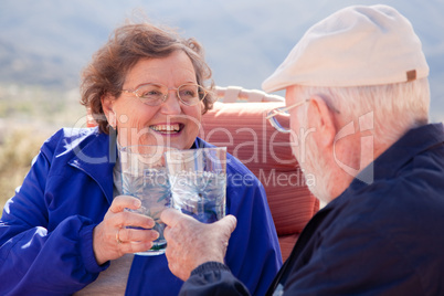 Happy Senior Adult Couple with Drinks