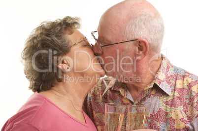 Happy Senior Couple Kissing