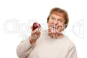 Attractive Senior Woman with Apple.