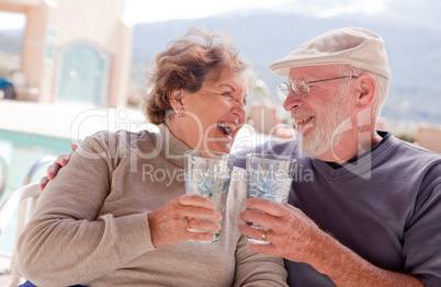 Happy Senior Adult Couple with Drinks