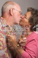 Happy Senior Couple Kissing