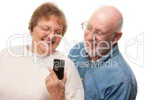 Happy Senior Couple Using Cell Phone