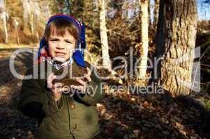 Boy holding rock