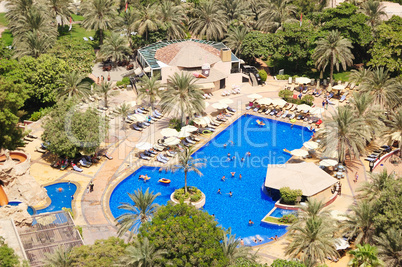 Swimming pool at hotel recreation area, Dubai, UAE