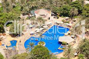 Swimming pool at hotel recreation area, Dubai, UAE