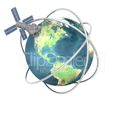 Satellit über Weltkugel