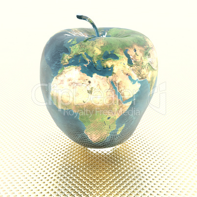 Apfel mit Weltkarte
