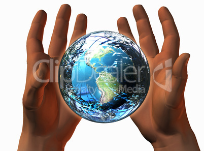 Hände halten die Welt