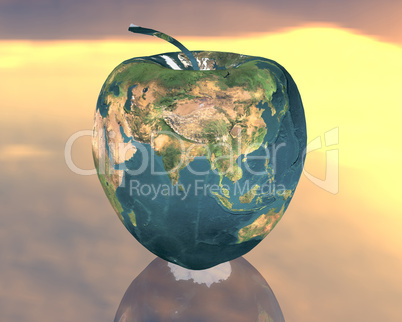 Apfel mit Weltmuster