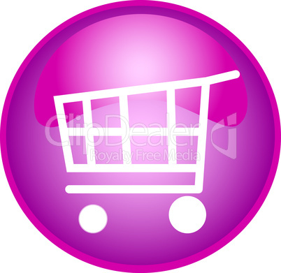 pink button mit einkaufswagen