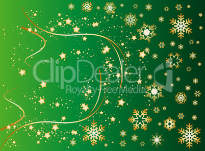 grüner weihnachtshintergrund mit sternen und schneeflocken