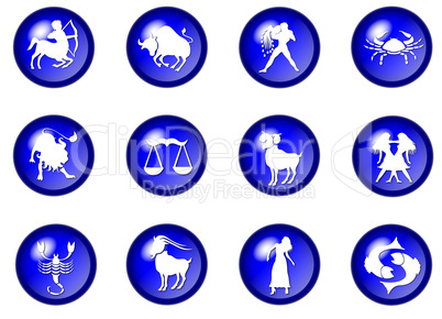 blaue sternzeichen buttons - horoskop