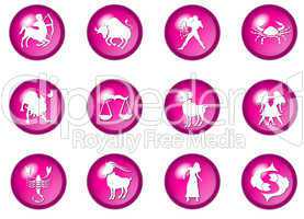 pink sternzeichen buttons - horoskop