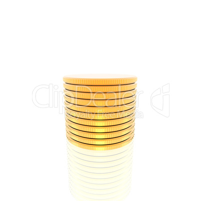 Golden coins isolated on a white