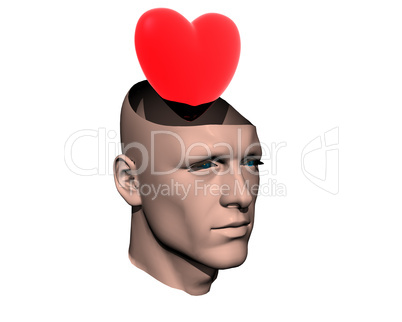 3D men cracked head with heart