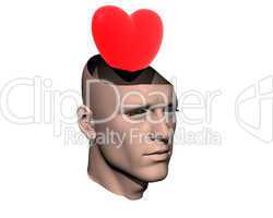 3D men cracked head with heart
