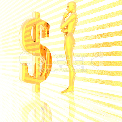 3d girl and us dollar sign