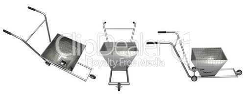 3D hand barrow render isolated on white