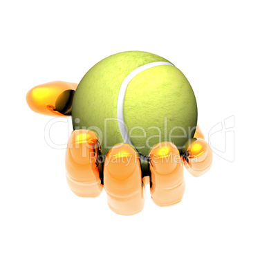 hand with tennis ball