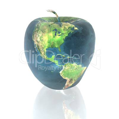 bright apple with earth texture