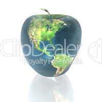 bright apple with earth texture