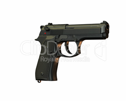 Closeup of pistol  isolated on a white