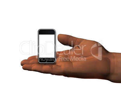 mobile phone on 3D hand