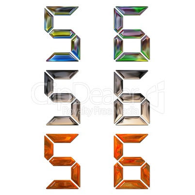 set of 3d metal digits