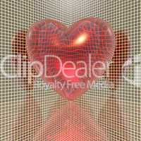 red heart on a grid background