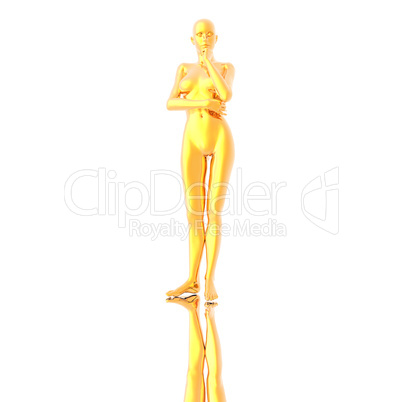 statuette of a metal girl