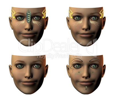 girl face in 3D