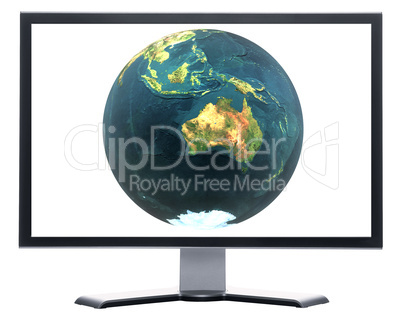 monitor with 3D globe
