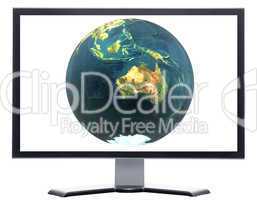 monitor with 3D globe