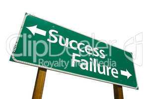Success and Failure Road Sign with Clipping Path