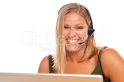 Attractive Customer Support Woman Smiles